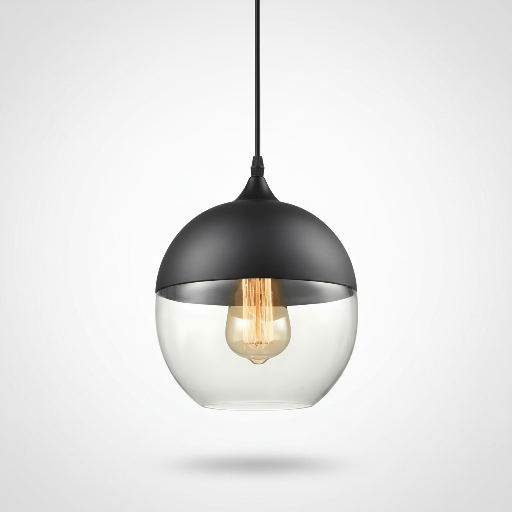 NordicGlow pendant light - Black and Clear, Nordic IV globe shade