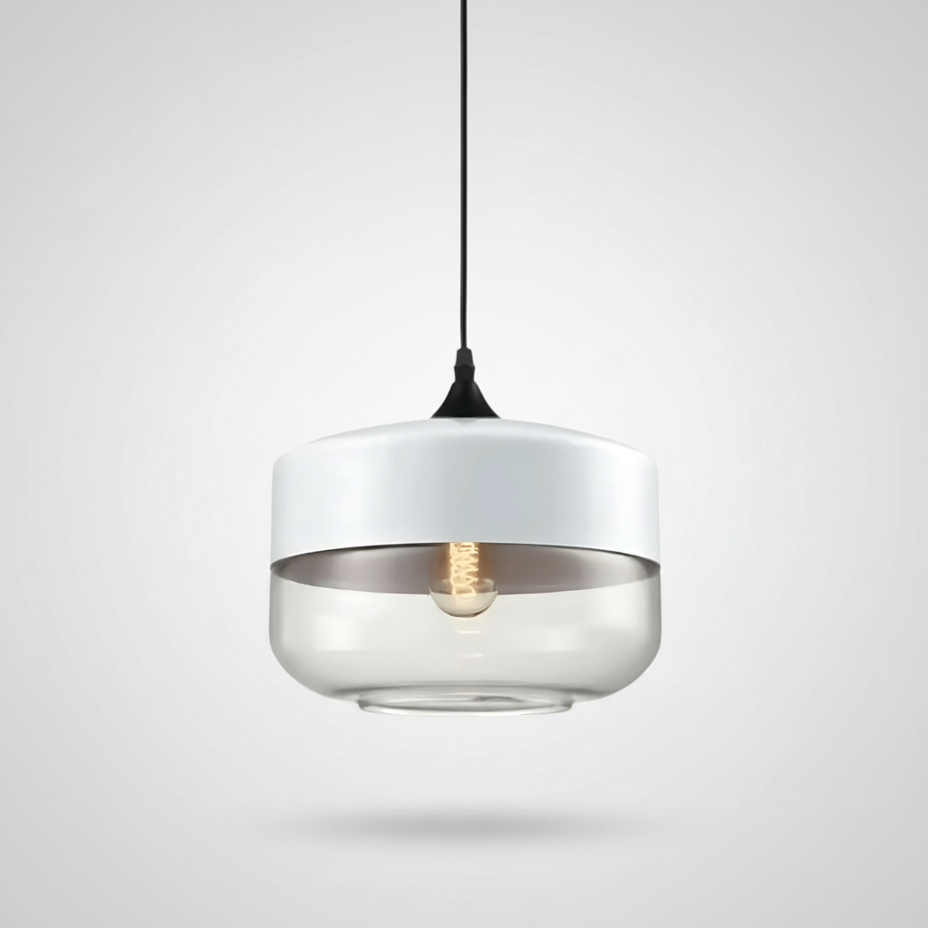 NordicGlow pendant light - White and Clear, Nordic I wide drum shade