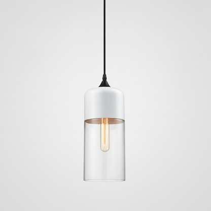 NordicGlow pendant light - White and Clear, Nordic II tall cylinder shade