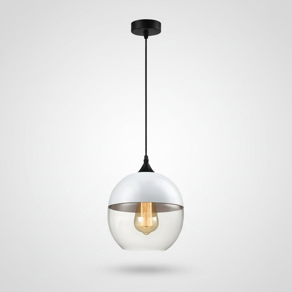 NordicGlow pendant light - White and Clear, Nordic IV globe shade