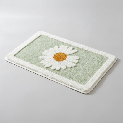 Sage Daisy plush floral daisy bath mat