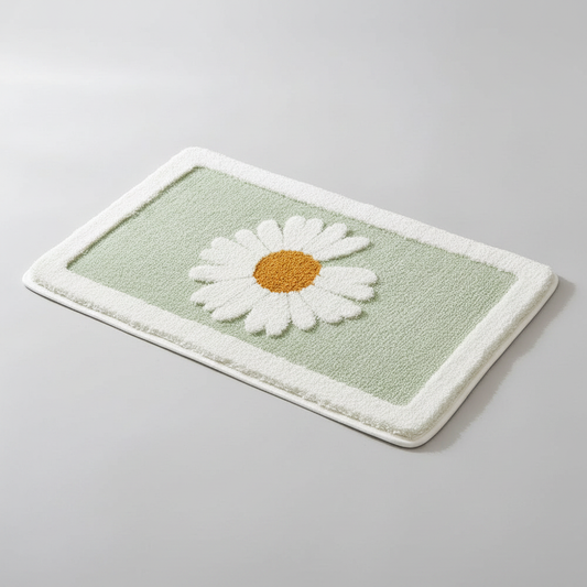 Sage Daisy plush floral daisy bath mat