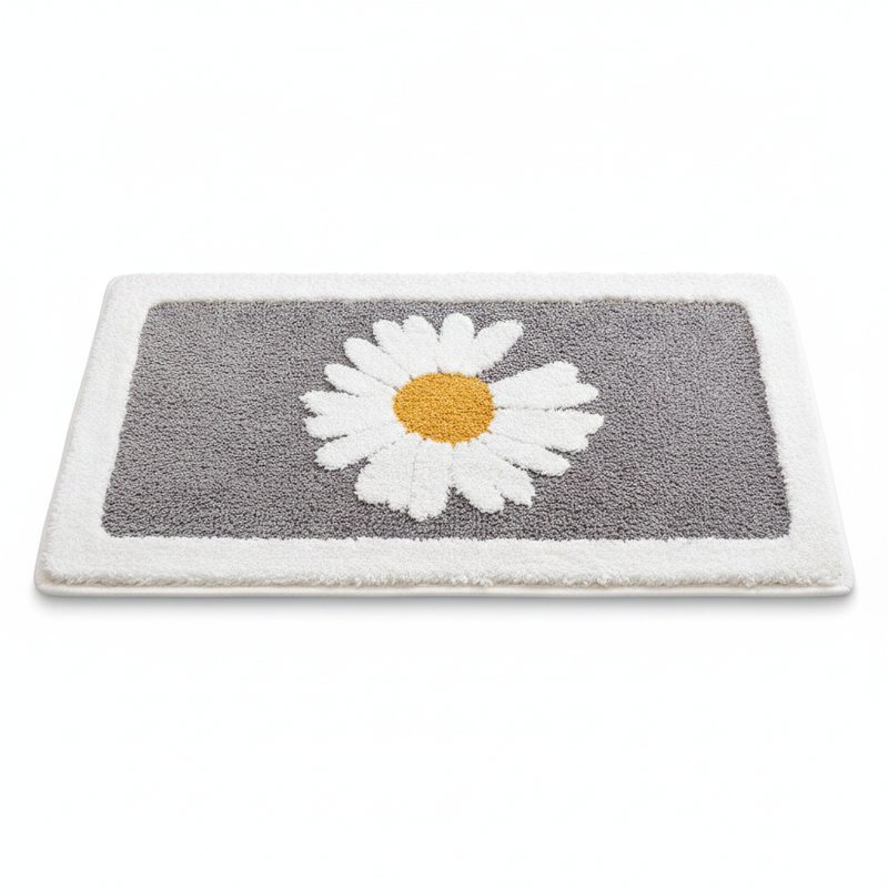 Ash Flower plush floral daisy bath mat