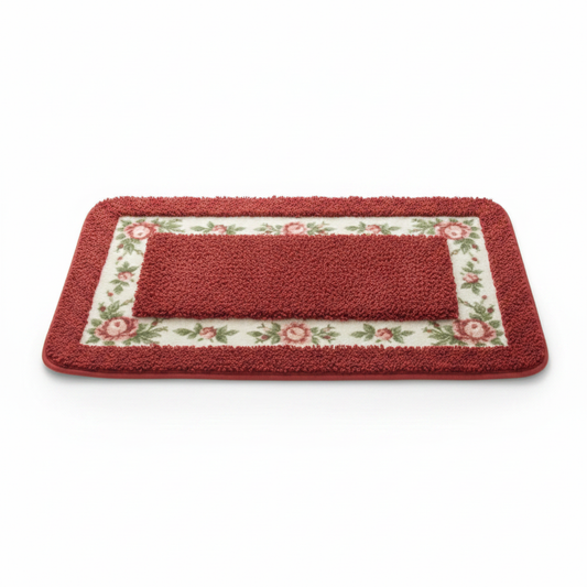 Ruby Garden floral border bath mat