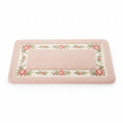Blush Meadow floral border bath mat