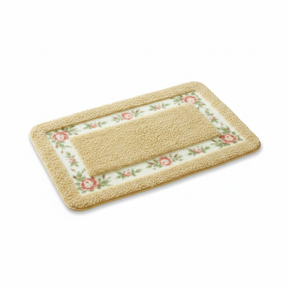 Golden Rose floral border bath mat