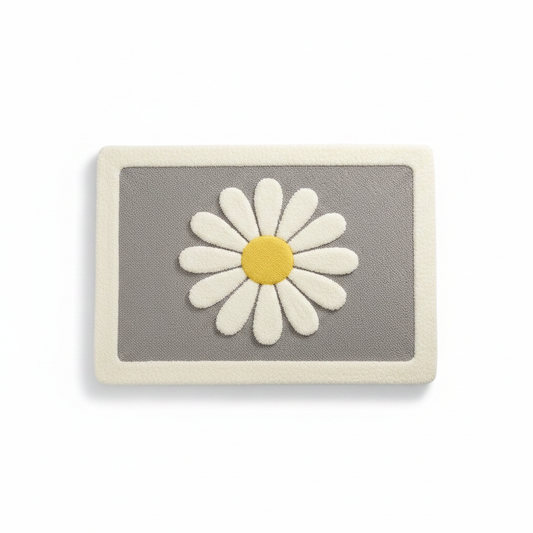 Grey Bloom plush daisy bath mat
