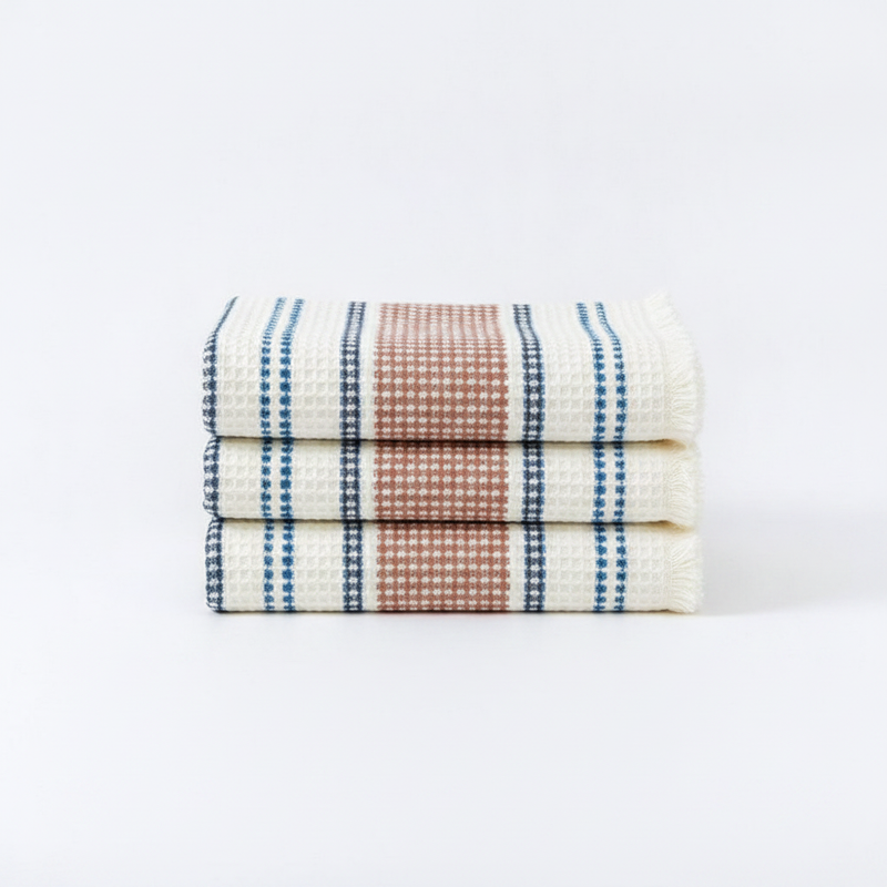 Colorblock Striped Cotton Bath Towel | Honeycomb Weave, Quick-Drying