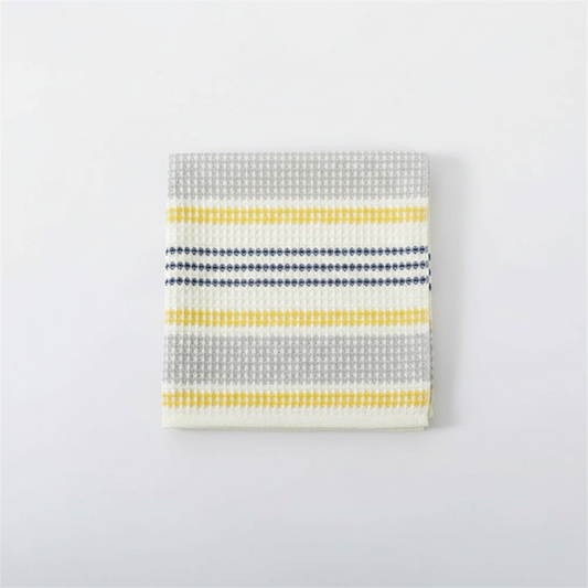 Colorblock striped towel gray and yellow folded