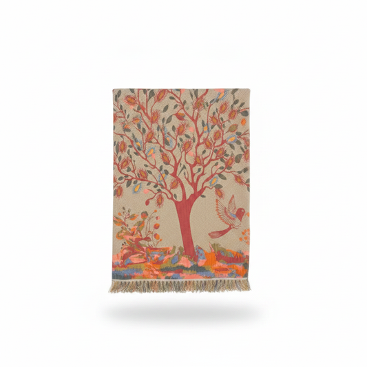 Cotton Gauze Bath Towel | Tree Print, Tassel Edge