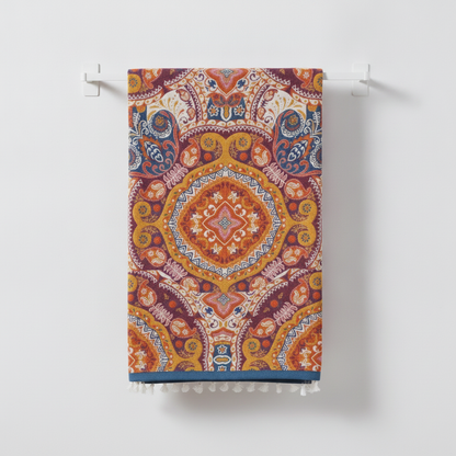 Cotton Bath Towel | Boho Geometric Floral