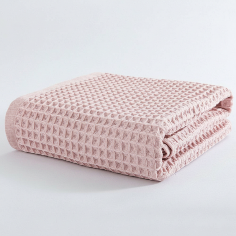 Cotton Waffle Bath Towel - Pink