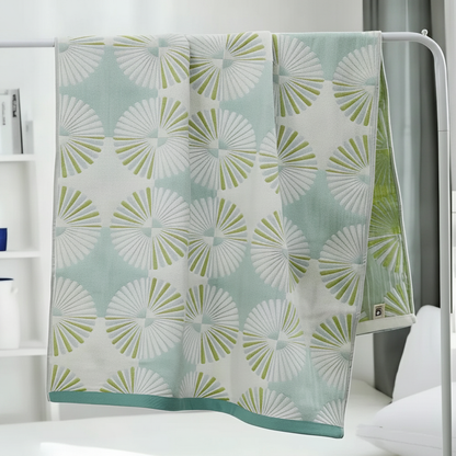 Cotton Bath Towel Dahlia Jacquard Floral - Green