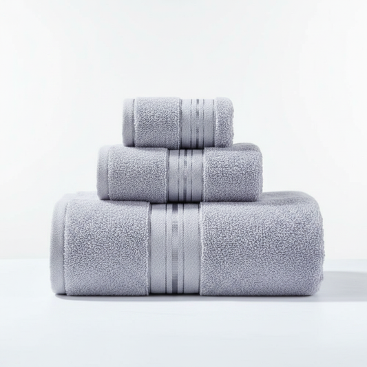 Egyptian Cotton Towel Set 3-Piece - Light Gray