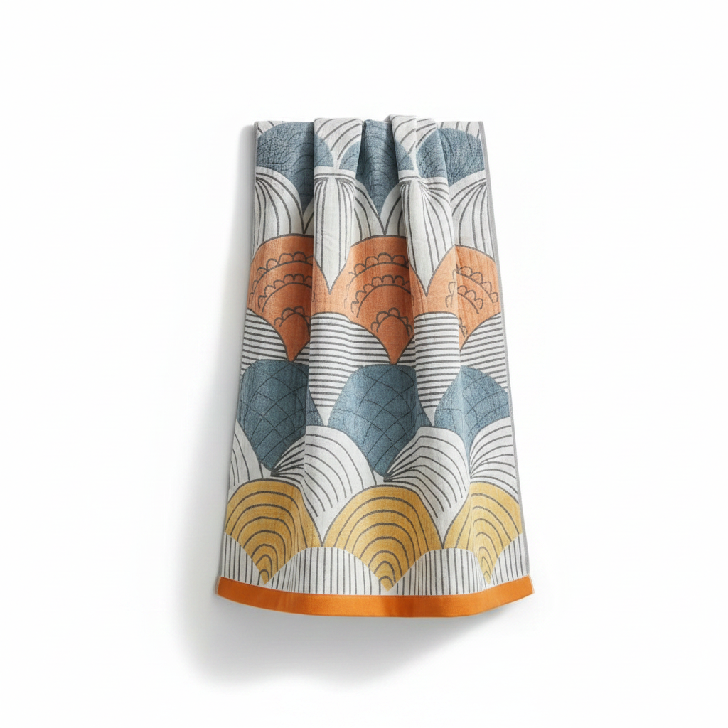 Cotton Bath Towel Shell Jacquard Print - Shell 1
