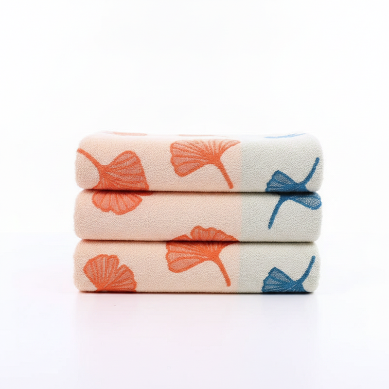 Pure Cotton Bath Towel | Ginkgo Leaf Print
