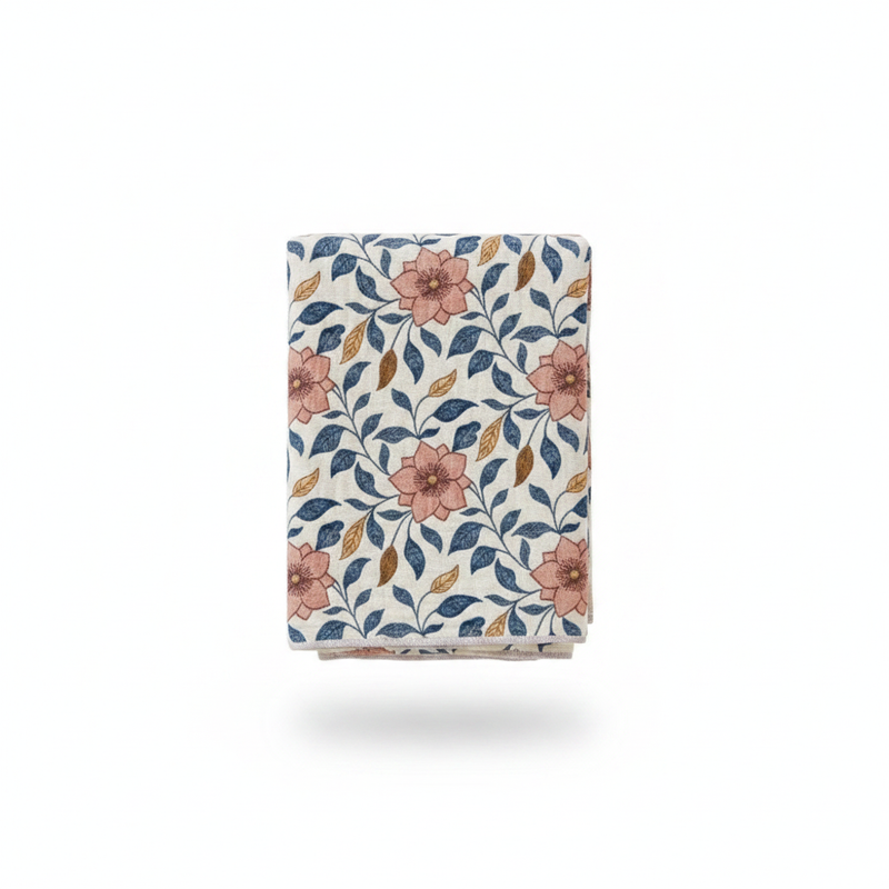 Cotton Gauze Bath Towel | Floral Leaf Print