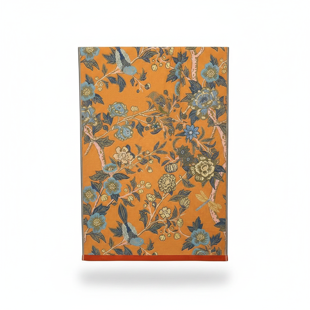 Reversible Cotton Bath Towel Hibiscus Orange