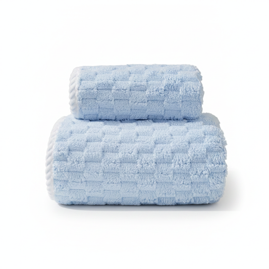 Soft Fleece Towel Set Blue 2-Piece