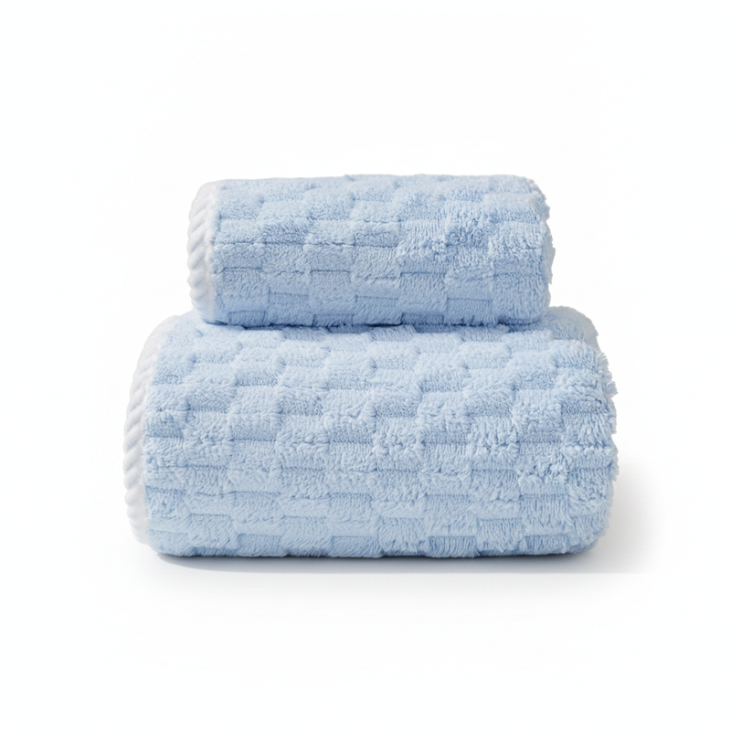 Soft Fleece Towel Set Blue 2-Piece