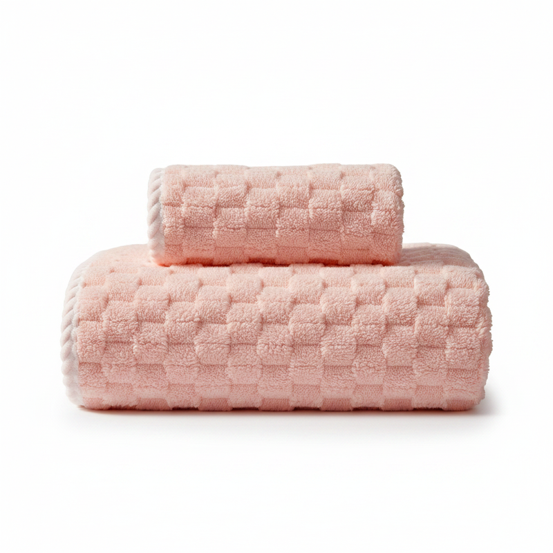 Soft Fleece Towel Set Pink 2-Piece