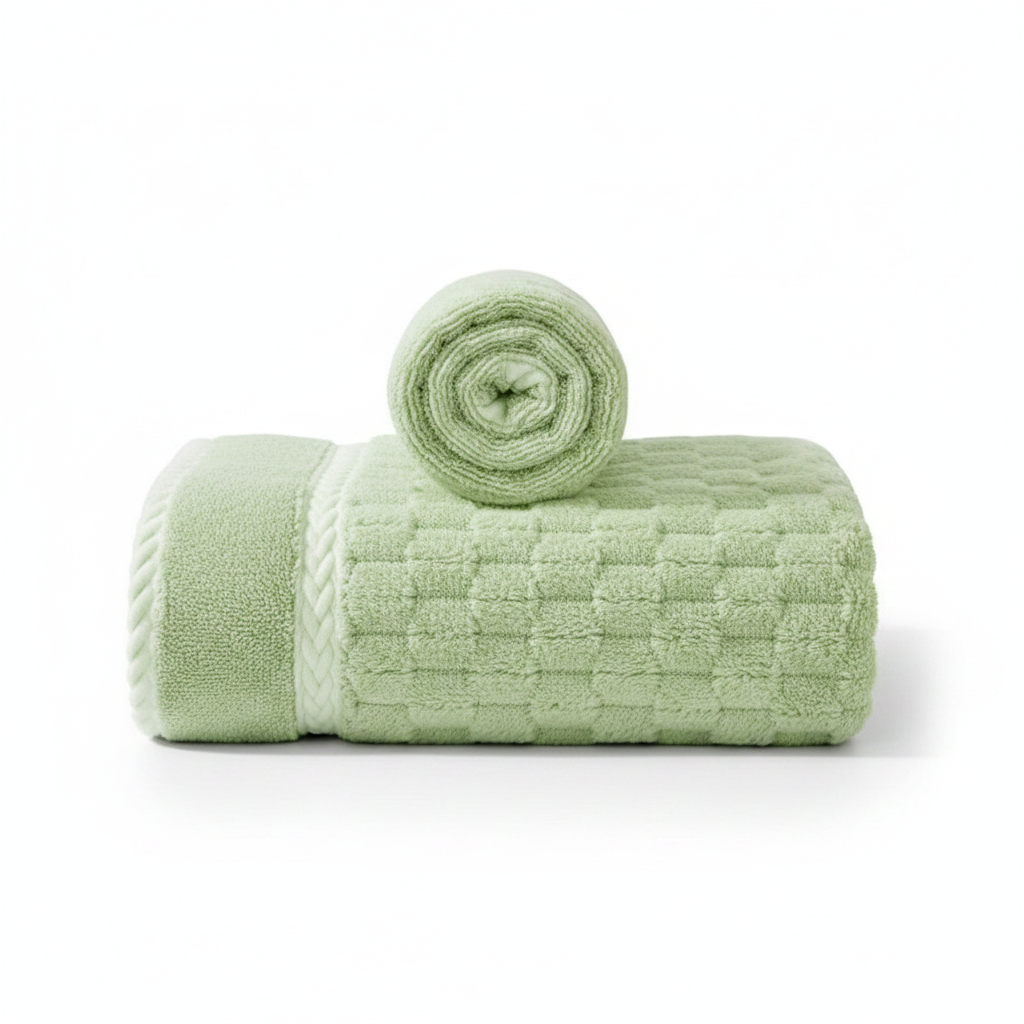 Soft Fleece Towel Set Muted Green 2-Piece