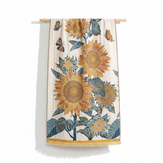 Cotton Bath Towel Sunflower Jacquard