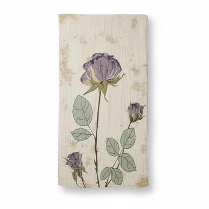 Vintage Floral Knit Towel Blanket - Lavender Bloom