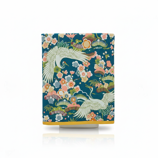 Pure Cotton Bath Towel Crane & Floral - Dark Blue & Green
