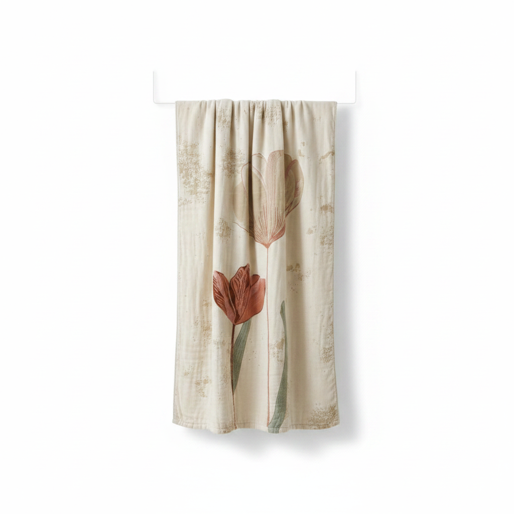 Vintage Floral Knit Towel Blanket - Tulip Grace