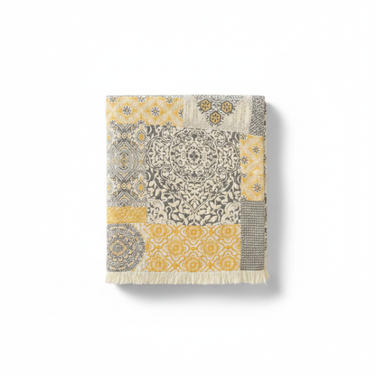 Patterned Cotton Bath Towel Golden Accent