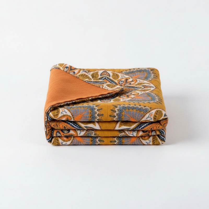 Reversible Diamond Floral Bath Towel - Yellow