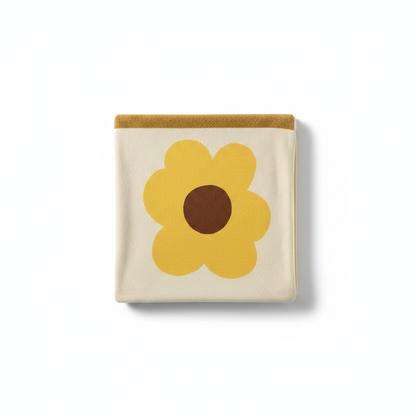 Floral Cotton Bath Towel Sunflower Print Yellow