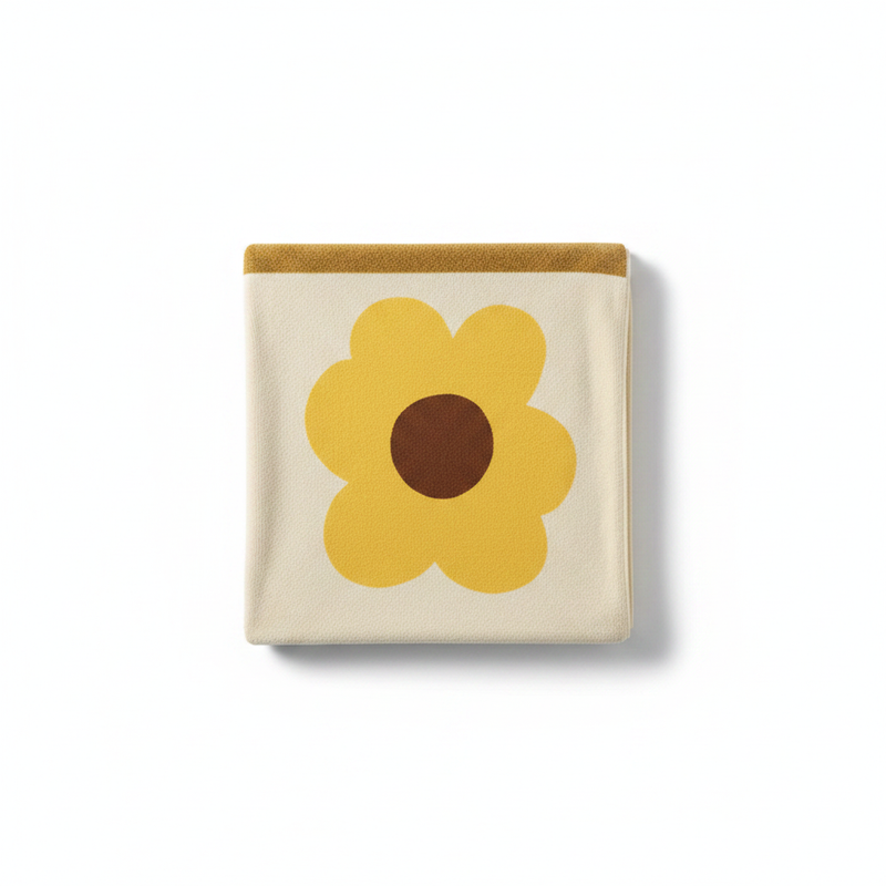 Floral Cotton Bath Towel Sunflower Print Yellow
