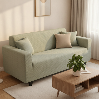 Pale Green jacquard couch cover styled