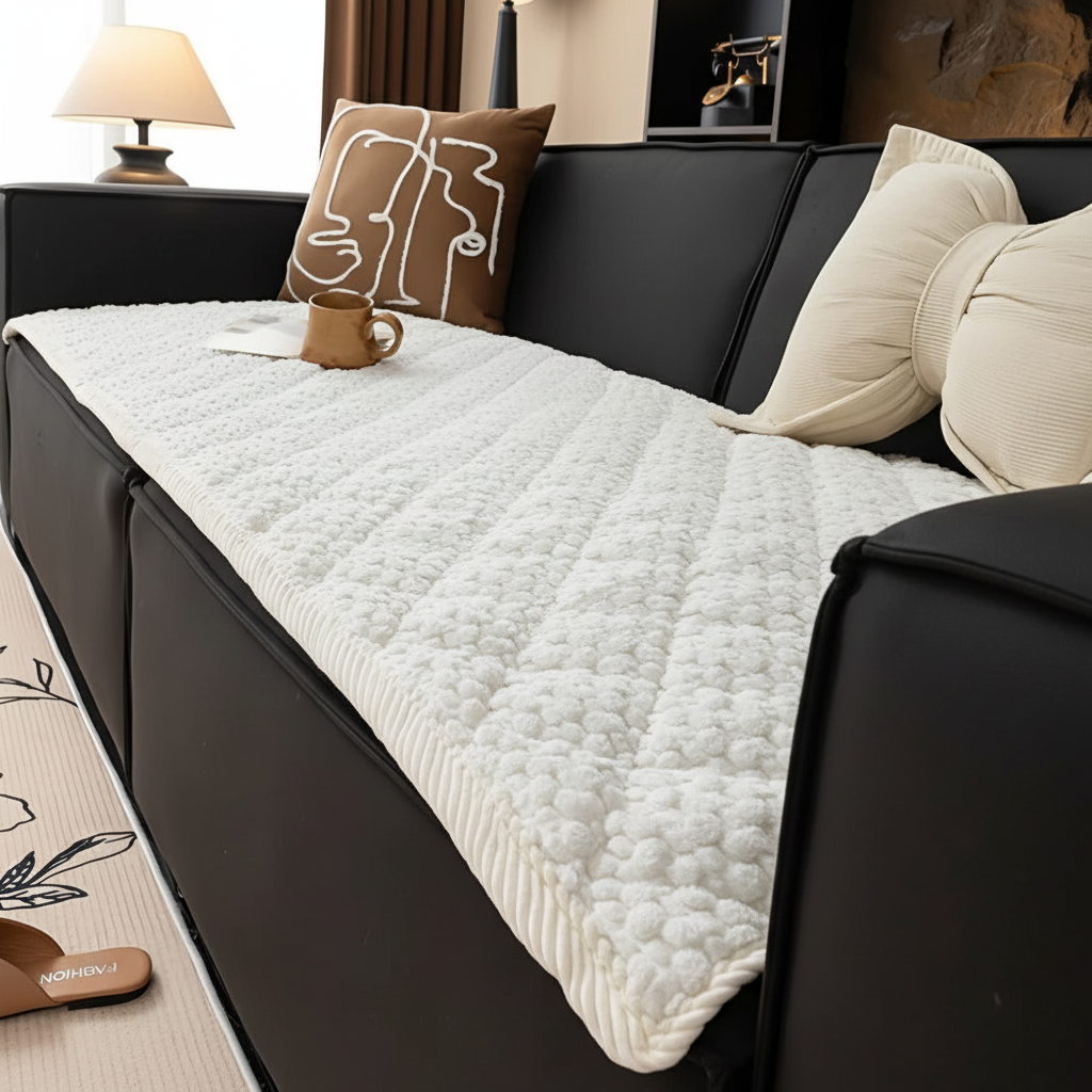 Pet-Proof Quilted Sofa Cover - Ivory Bliss
