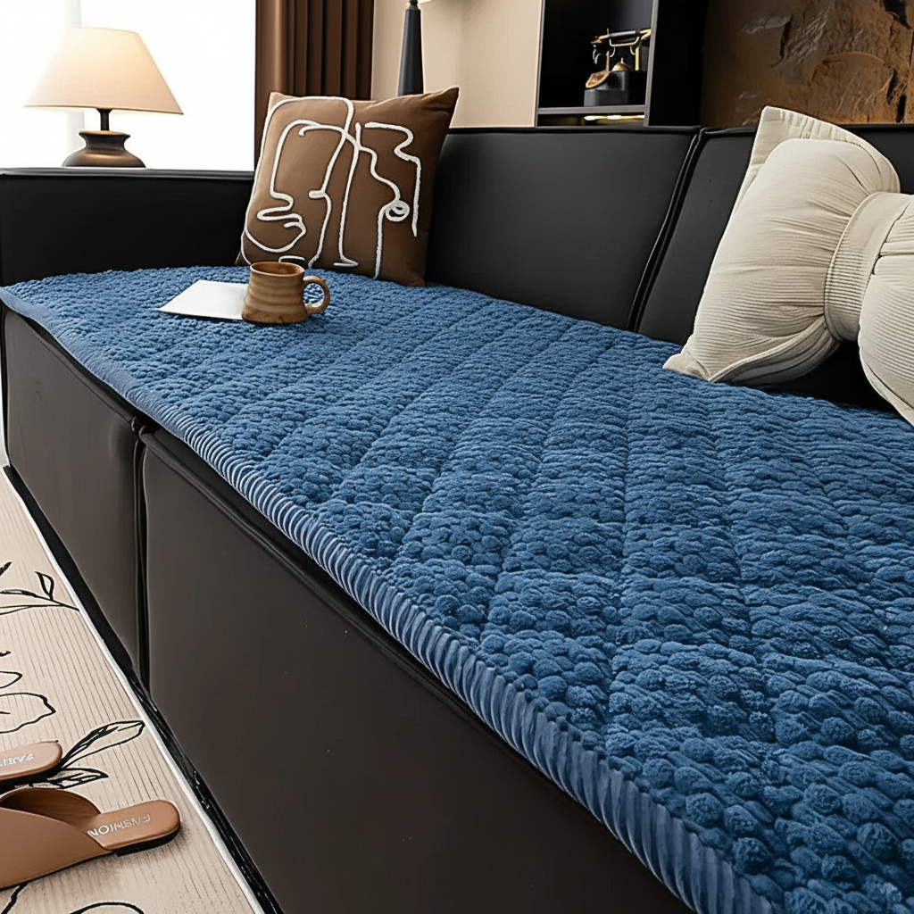 Pet-Proof Quilted Sofa Cover - Navy Comfort