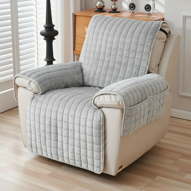Snug Grid Recliner Chair Cover - Charcoal Gray