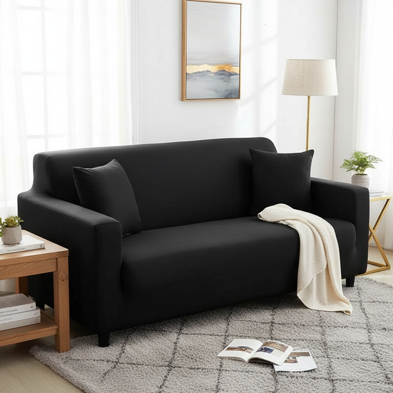 Black Adaptable Couch Cover | Soft Micro-Fabric, Non-Slip Fit