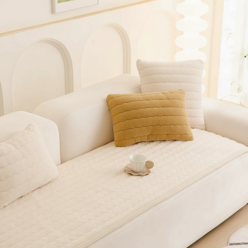 Chic Thick Plush Sofa Cover | Non-Slip Backing, Pet-Friendly Protection