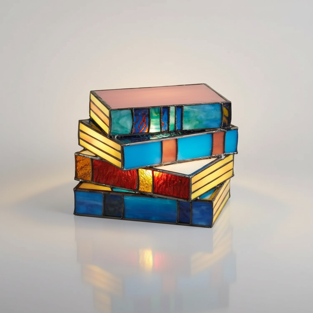 Stained Glass Book Lamp studio packshot