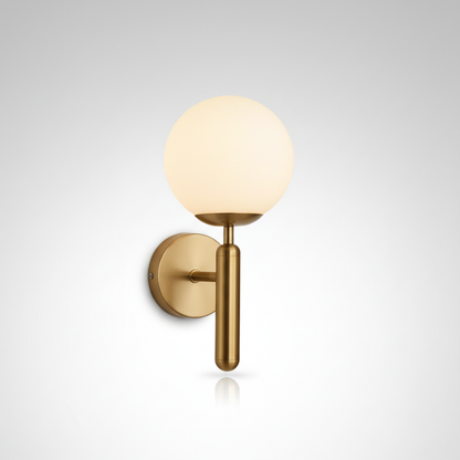 BrassElegance wall sconce - frosted glass globe studio packshot