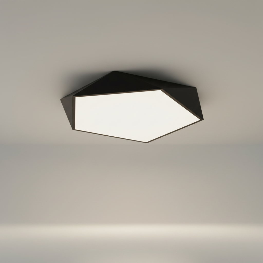 Skydor faceted ceiling light - Black studio packshot