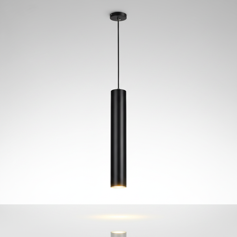 Luminara black cylinder pendant studio packshot