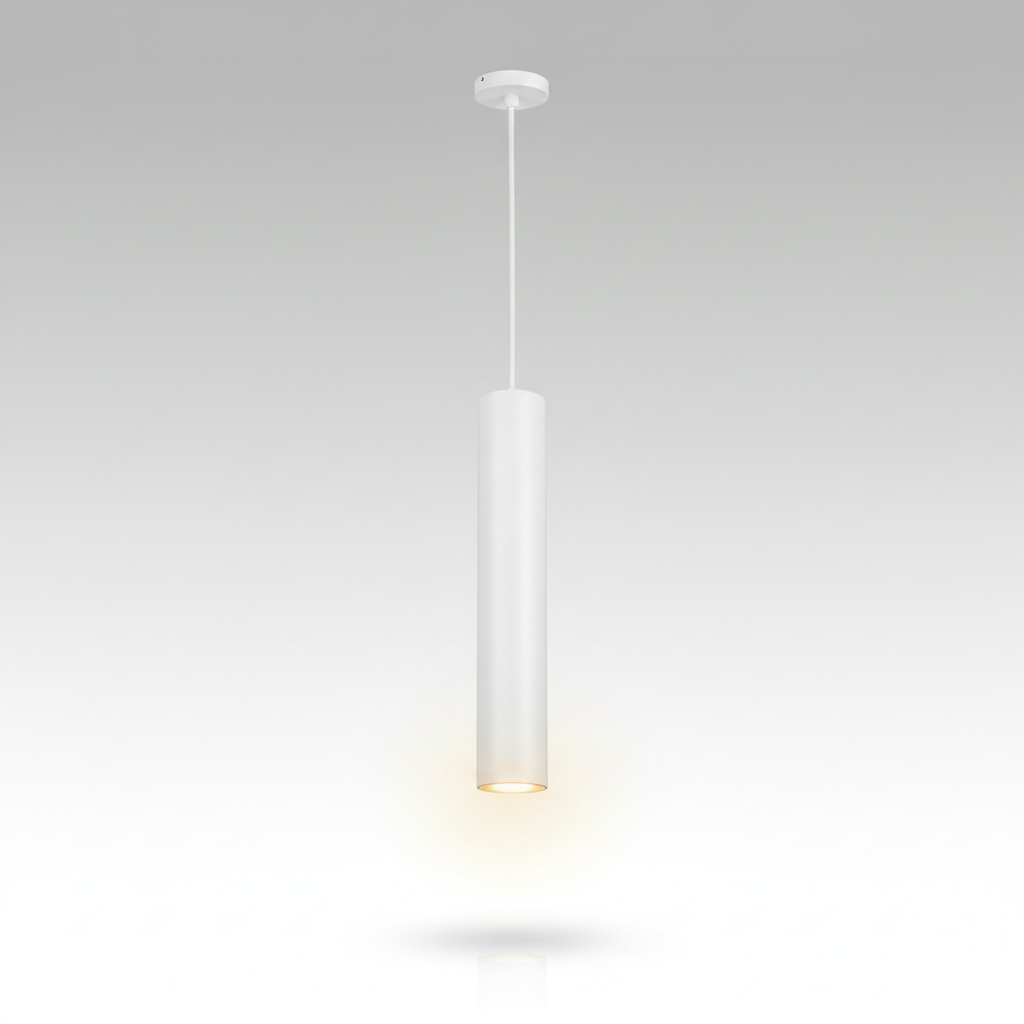 Luminara white cylinder pendant studio packshot
