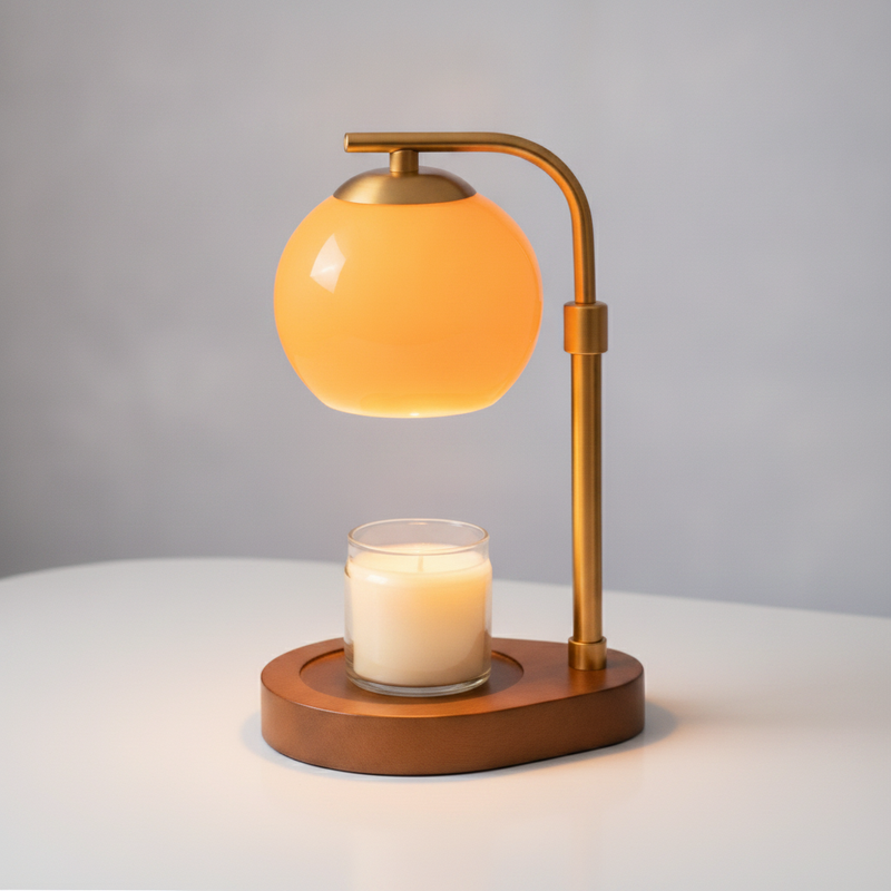 AmberGlow | Elegant Retro Sculpted Glass Candle Warmer Lamp