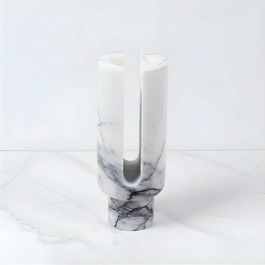 Eclipse Marble Candle Holder Arctic White studio packshot