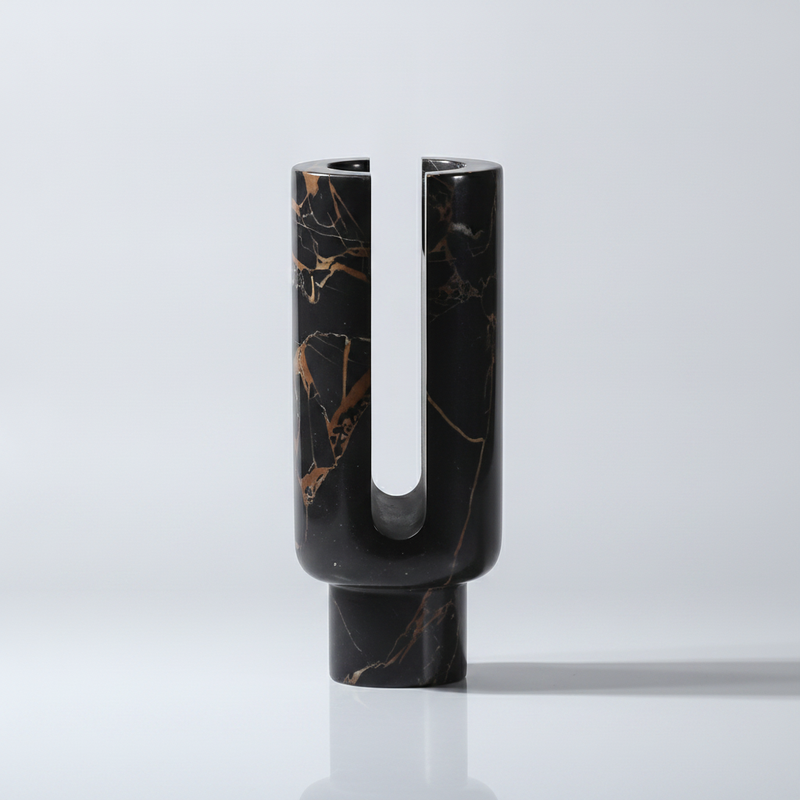 Eclipse Marble Candle Holder Obsidian Black studio packshot