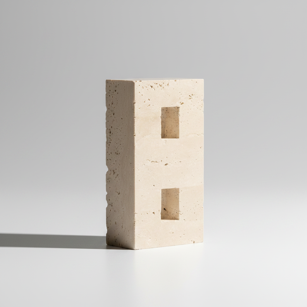 Travertine Stone Candle Stand Raw finish studio packshot