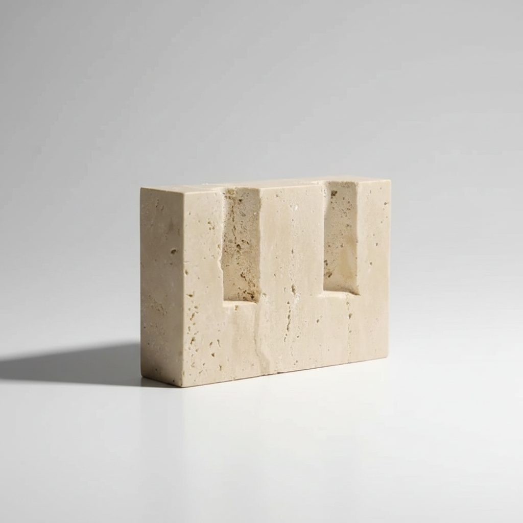 Dual Travertine Taper Candle Holder studio packshot